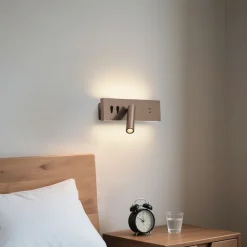 QAZQA Moderne Wandleuchte Dunkelbronze Verstellbar mit USB-C inkl. LED - Modric