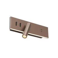 QAZQA Moderne Wandleuchte Dunkelbronze Verstellbar mit USB-C inkl. LED - Modric