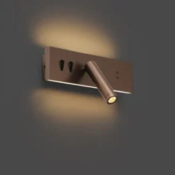 QAZQA Moderne Wandleuchte Dunkelbronze Verstellbar mit USB-C inkl. LED - Modric