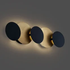 QAZQA Moderne Wandleuchte Schwarz mit Gold inkl. LED 3-Stufen-Dimmbar 5-Licht - Sunrise 3