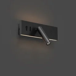 QAZQA Moderne Wandleuchte Schwarz Verstellbar mit USB-C inkl. LED - Modric