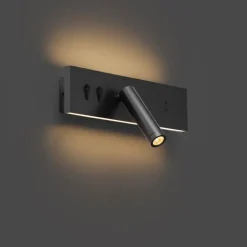 QAZQA Moderne Wandleuchte Schwarz Verstellbar mit USB-C inkl. LED - Modric