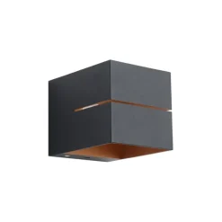 QAZQA Moderne Wandleuchte schwarz mit goldener Innenseite inkl. LED und Touch-Dimmer wiederaufladbar - Joris Groove