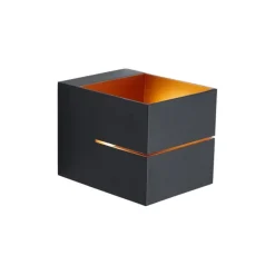 QAZQA Moderne Wandleuchte schwarz mit goldener Innenseite inkl. LED und Touch-Dimmer wiederaufladbar - Joris Groove