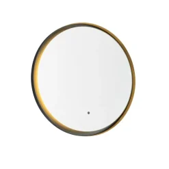 QAZQA Moderner Badezimmerspiegel schwarz inkl. LED und Touchdimmer - Pim