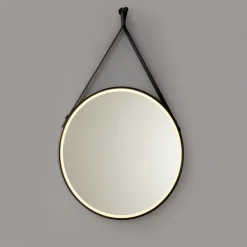 QAZQA Moderner Badezimmerspiegel schwarz inkl. LED und Touchdimmer - Pien