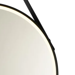 QAZQA Moderner Badezimmerspiegel schwarz inkl. LED und Touchdimmer - Pien