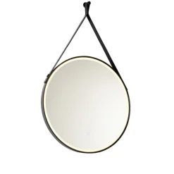 QAZQA Moderner Badezimmerspiegel schwarz inkl. LED und Touchdimmer - Pien