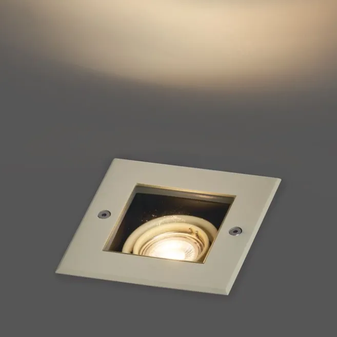 QAZQA Moderner Bodeneinbaustrahler beige GU10 50mm dreh- und schwenkbar IP65 - Oneon