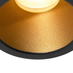 QAZQA Moderner Einbaustrahler schwarz mit Gold GU10 35mm IP44 - Dept