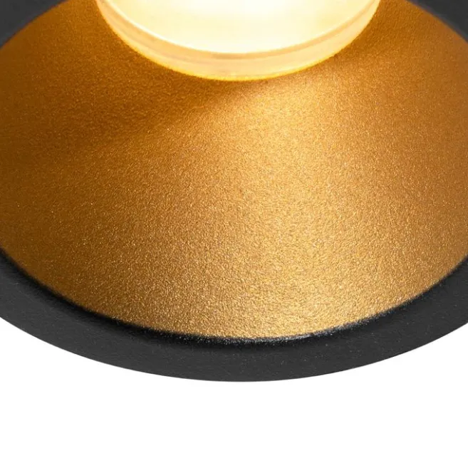 QAZQA Moderner Einbaustrahler schwarz mit Gold GU10 35mm IP44 - Dept