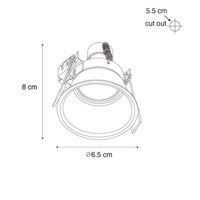 QAZQA Moderner Einbaustrahler schwarz mit Gold GU10 35mm IP44 - Dept