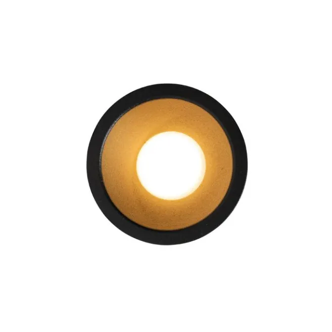 QAZQA Moderner Einbaustrahler schwarz mit Gold GU10 35mm IP44 - Dept