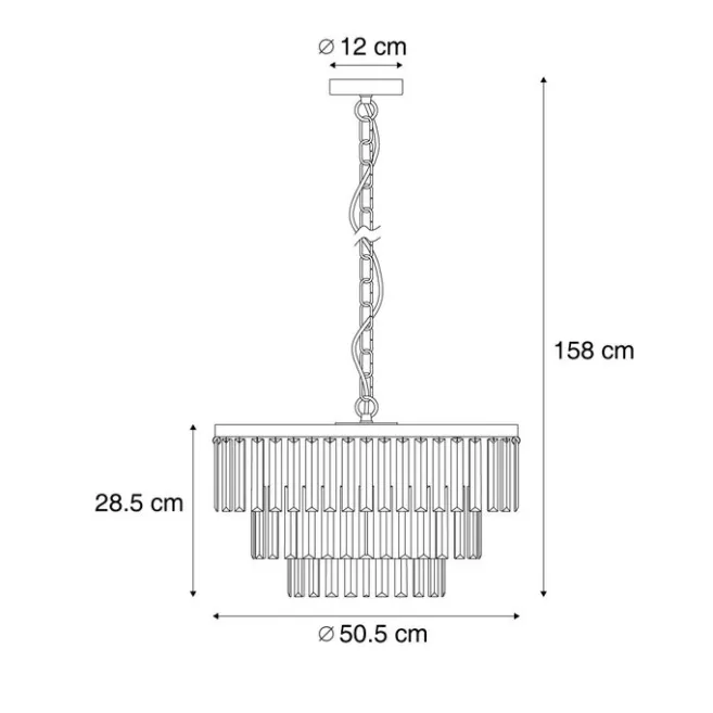 QAZQA Moderner Kronleuchter Schwarz mit Rauchglas 9-flammig - Amel
