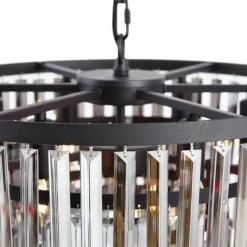 QAZQA Moderner Kronleuchter Schwarz mit Rauchglas 9-flammig - Amel