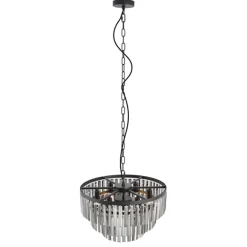 QAZQA Moderner Kronleuchter Schwarz mit Rauchglas 9-flammig - Amel