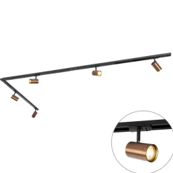 QAZQA Modernes 1-Phasen-Schienensystem inkl. 5 WiFi GU10 Dunkelbronze - Jeana