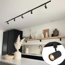 Kinder QAZQA Modernes Schienensystem mit 5 Strahlern Schwarz 1-phasig - Iconic Jeana