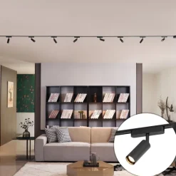 QAZQA Modernes Schienensystem mit 8 schwarzen Strahlern 1-phasig - Magnetic Samson