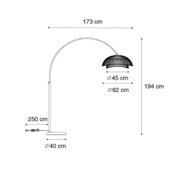 QAZQA Orientalische Bogenlampe schwarz mit natürlichem Bambus - Pua