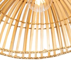 QAZQA Orientalische Bogenlampe schwarz mit natürlichem Bambus - Pua