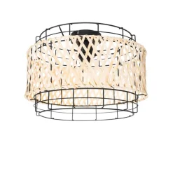 Kinder QAZQA Orientalische Deckenlampe schwarz mit Bambus - Irena