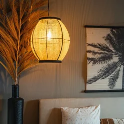 Kinder QAZQA Orientalische Hängelampe braun Stoff 35 cm - Rob