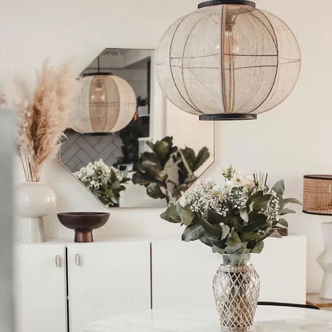 Kinder QAZQA Orientalische Hängelampe braun Stoff 48 cm - Rob