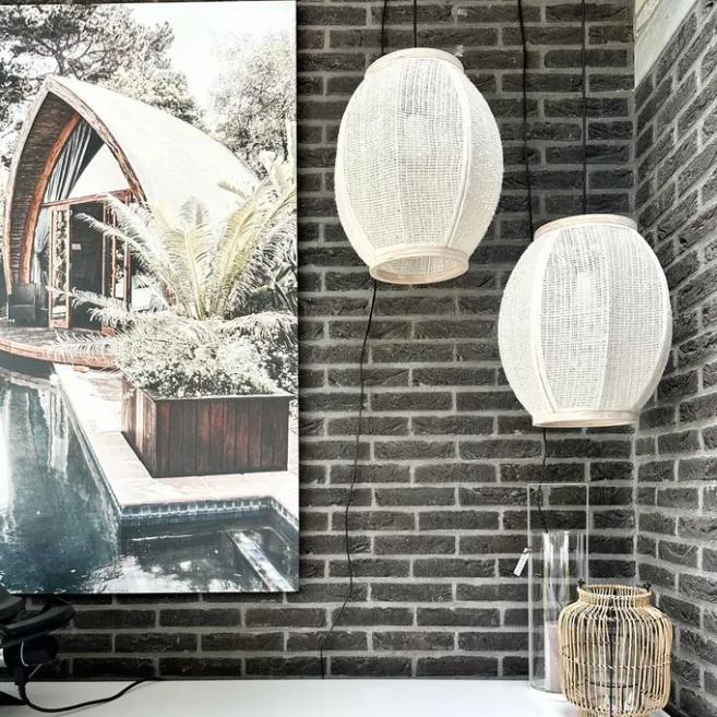 Kinder QAZQA Orientalische Hängelampe Naturstoff 35 cm - Rob