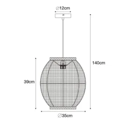 Kinder QAZQA Orientalische Hängelampe Naturstoff 35 cm - Rob