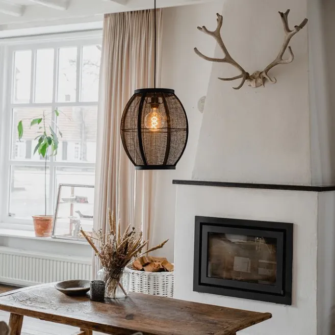 Kinder QAZQA Orientalische Hängelampe Schwarz Stoff 35 cm - Rob