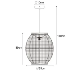 Kinder QAZQA Orientalische Hängelampe Schwarz Stoff 35 cm - Rob