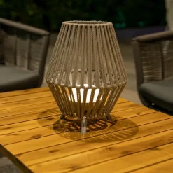 Newgarden Orientalische Tischleuchte aus Seil inkl. dimmbarem, wiederaufladbarem LED - Contra