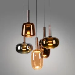 Paul Neuhaus Pendelleuchte schwarz mit mehrfarbigem Glas rund inkl. LED 6-flammig Easylift - Irides