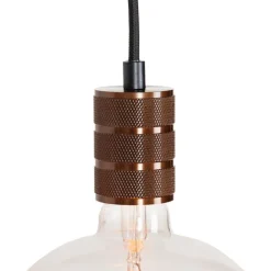 QAZQA 1-Phasen-Schienensystem mit 3 Strahlern und Hängelampen dunkelbronze - Cavalux Jeana