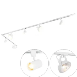 QAZQA 1-Phasiges Schienensystem mit 6 verstellbaren weißen Strahlern - Magnax Jeana