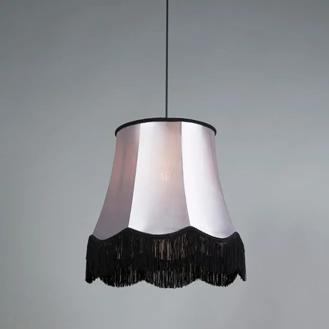 QAZQA Retro Hängelampe schwarz mit grau 45 cm - Granny