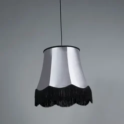 QAZQA Retro Hängelampe schwarz mit grau 45 cm - Granny