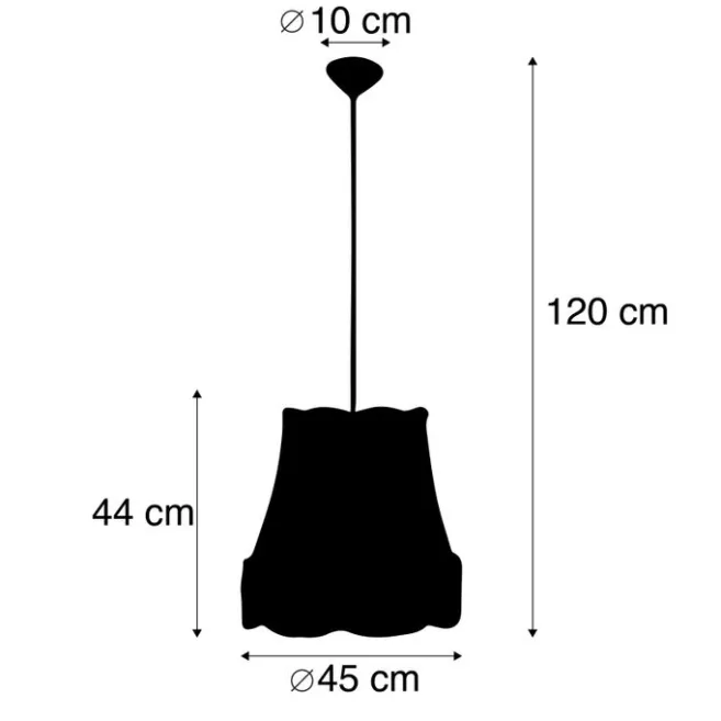 QAZQA Retro Hängelampe schwarz mit grau 45 cm - Granny