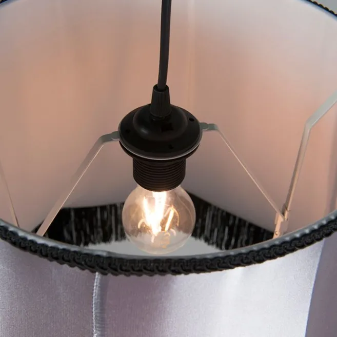 QAZQA Retro Hängelampe schwarz mit grau 45 cm - Granny