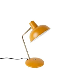 QAZQA Retro Tischlampe gelb mit Bronze - Milou