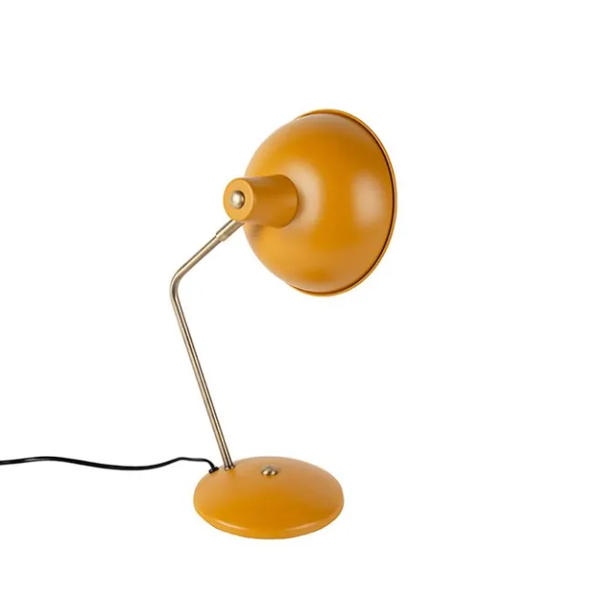 QAZQA Retro Tischlampe gelb mit Bronze - Milou