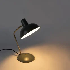 QAZQA Retro Tischlampe grün mit Bronze - Milou