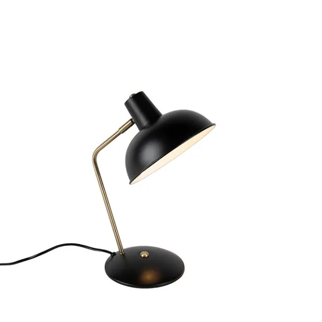 QAZQA Retro Tischlampe schwarz mit Bronze - Milou