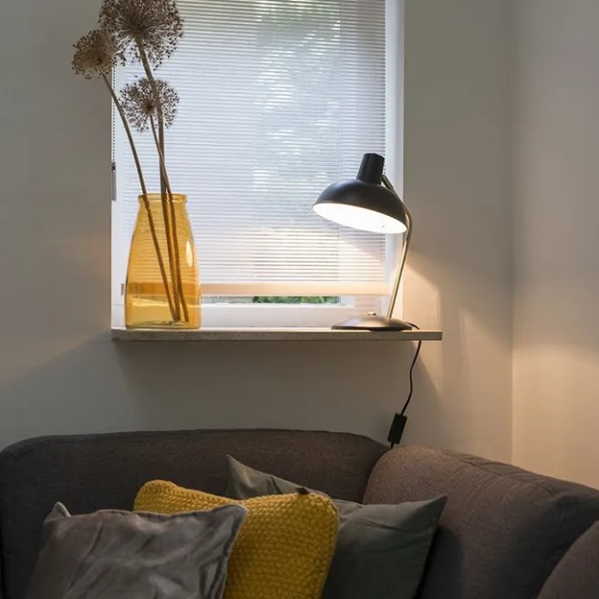 QAZQA Retro Tischlampe schwarz mit Bronze - Milou