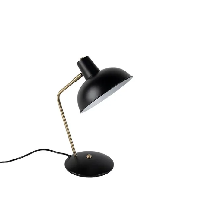 QAZQA Retro Tischlampe schwarz mit Bronze - Milou
