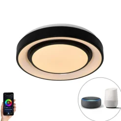 QAZQA Schicke moderne Deckenleuchte schwarz 38 cm inkl. LED und RGB - Jochie