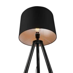 QAZQA Set aus schwarzer Tischleuchte und Stehleuchte mit Schirm - Pip