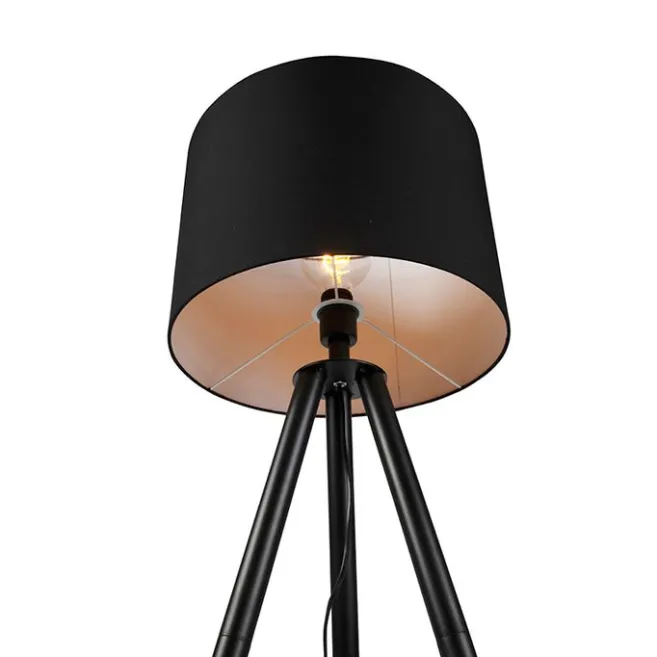 QAZQA Set aus schwarzer Tischleuchte und Stehleuchte mit Schirm - Pip