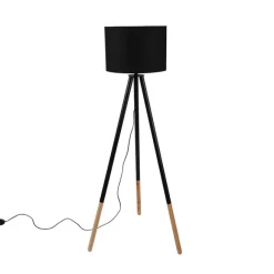 QAZQA Set aus schwarzer Tischleuchte und Stehleuchte mit Schirm - Pip